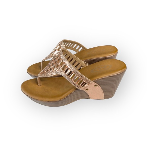 Italina ☻︎ Sparkly Baguette Crystal Wedge Heeled Sandals ☻︎ Rose Gold ☻︎ 7.5M - Picture 4 of 16